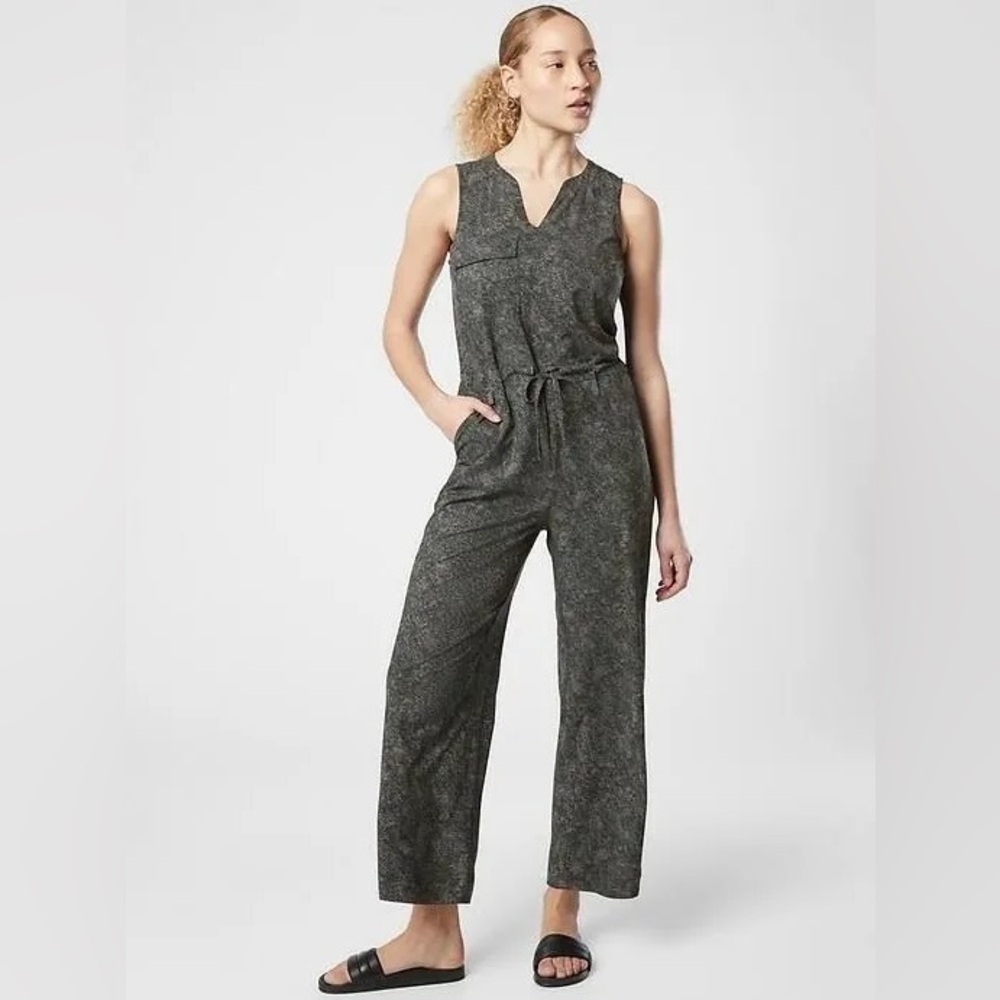 Athleta Black Printed Topanga Jumpsuit-Size XS